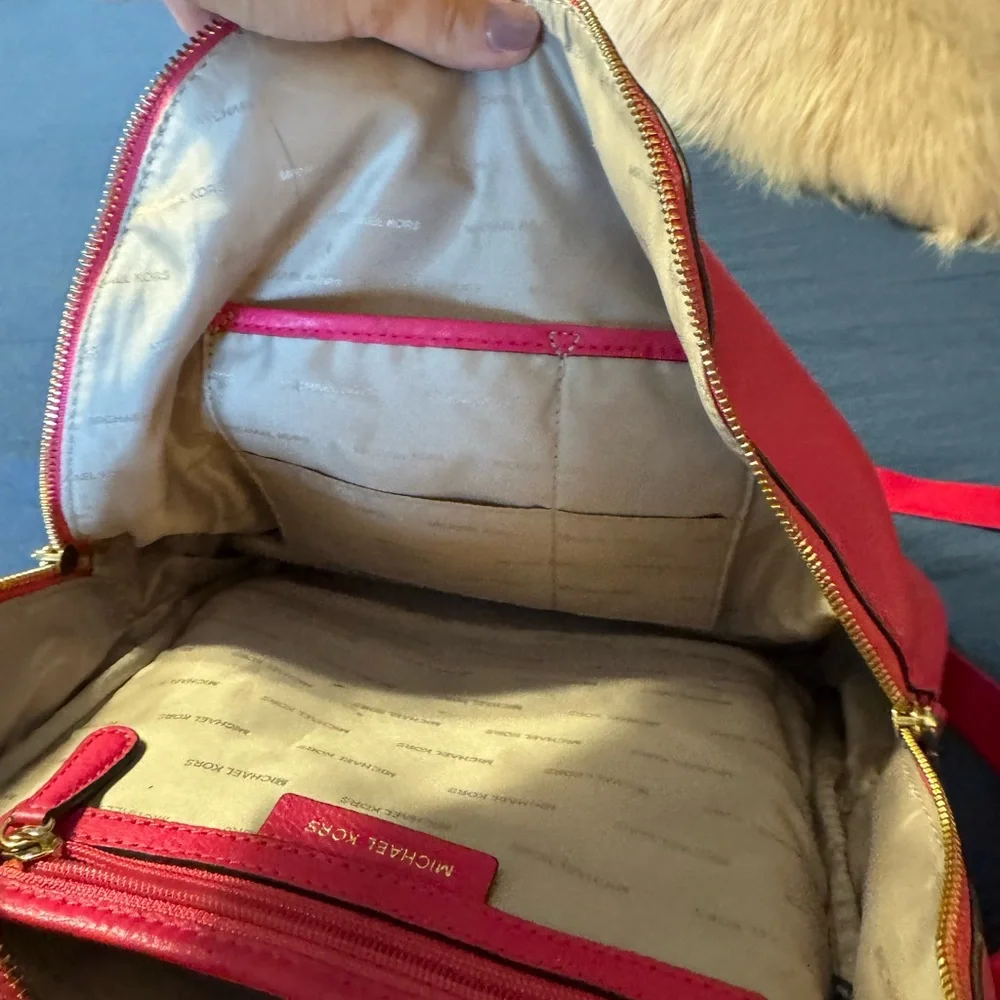 Michael Kors Cherry pink Backpack with Gold Accents